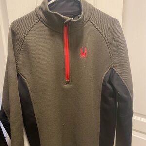 Spyder Olive and Black Quarter-Zip Pullover